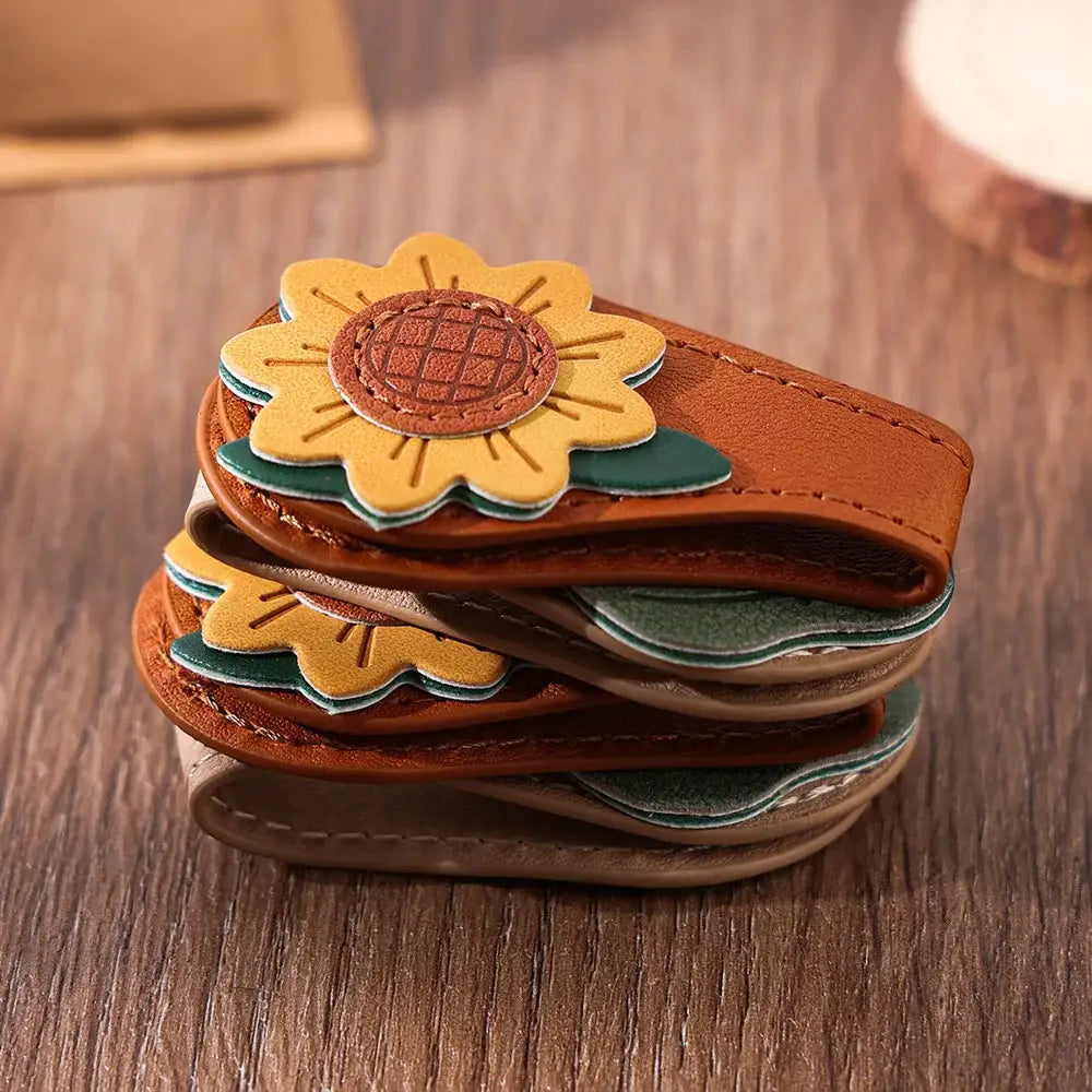 set of leather bookmarks with magnets
