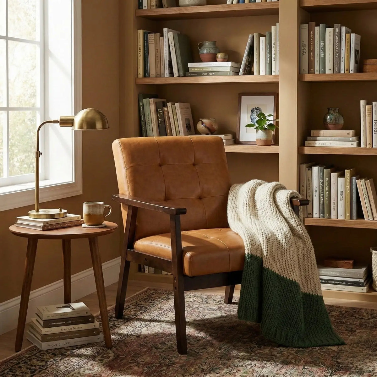 Leather reading lounge chair