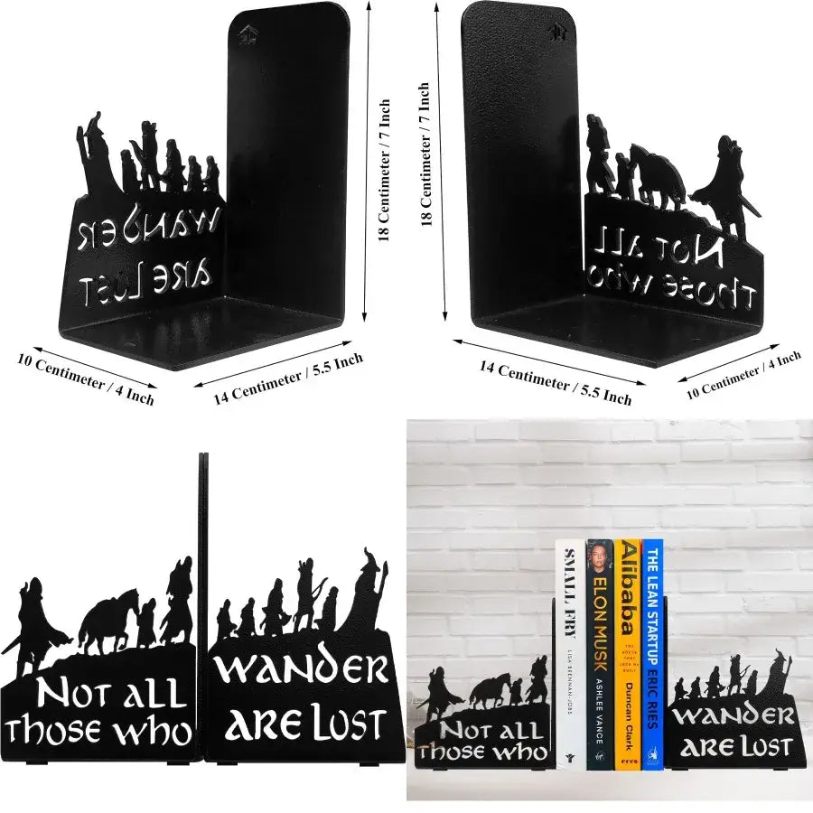 decorative bookend with lord of the rings motifs