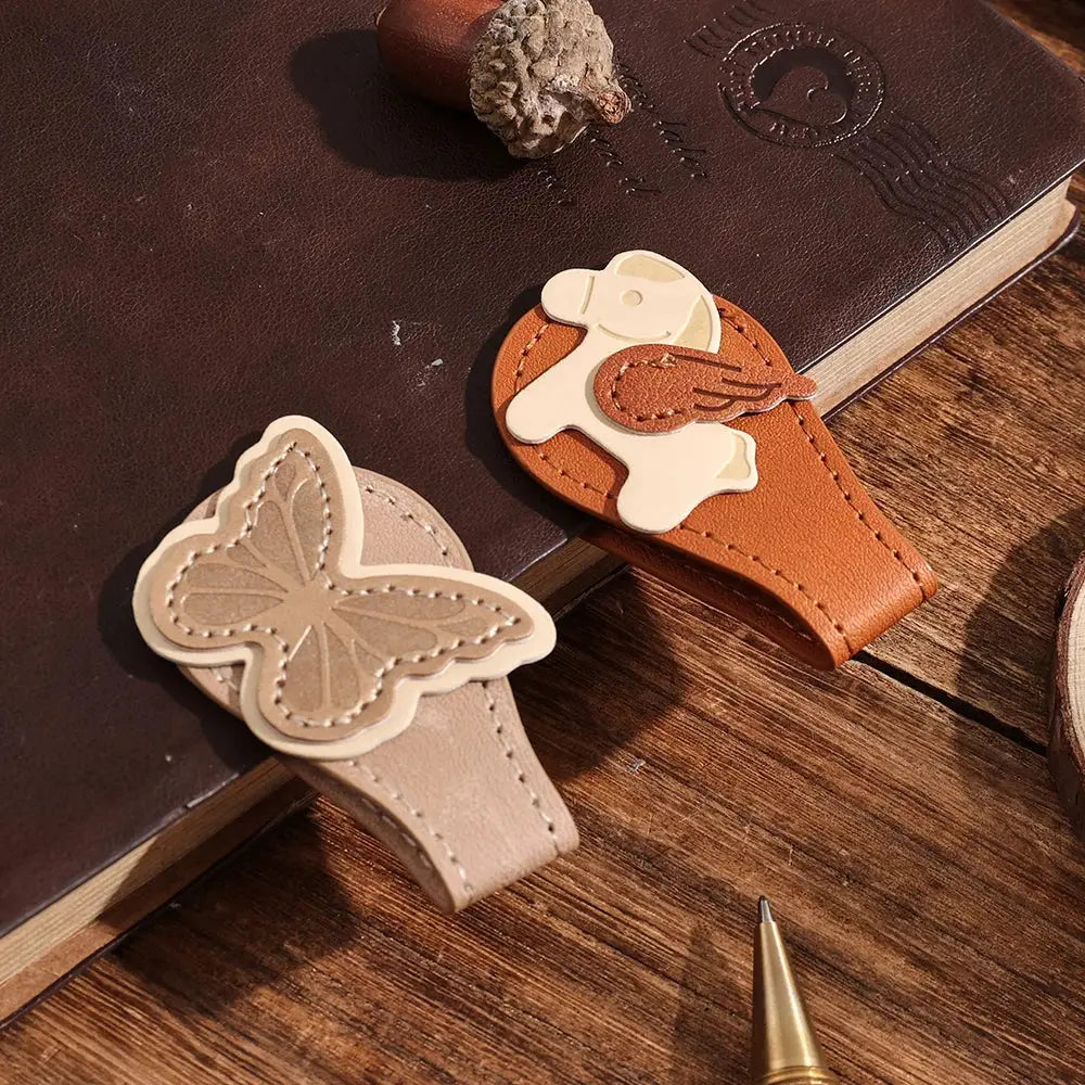 animal stitched leather book marker