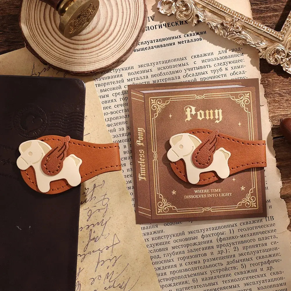 handcrafted leather bookmark with stitching
