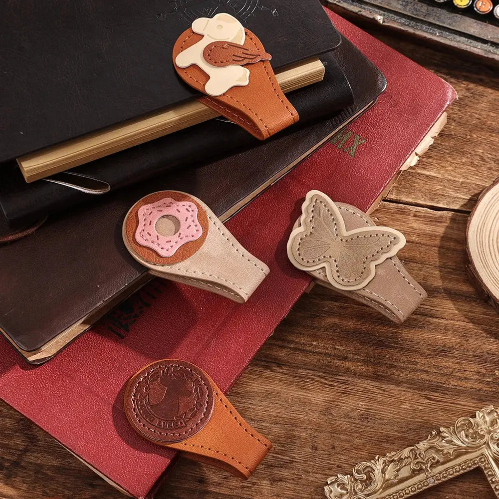leather bookmark with animal design