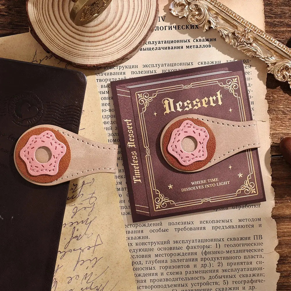 decorative leather bookmark with animal stitch