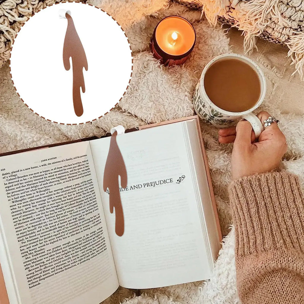 leather coffee bookmark with magnetic closure