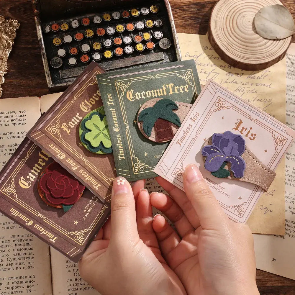 handcrafted leather bookmark with floral accent