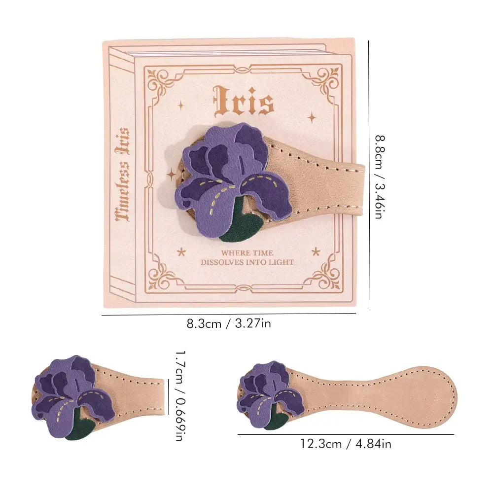 magnetic leather bookmark with beautiful flower motif
