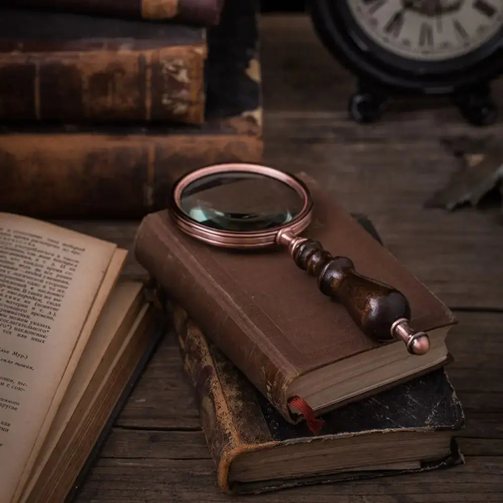 magnifying glass with natural wooden handle