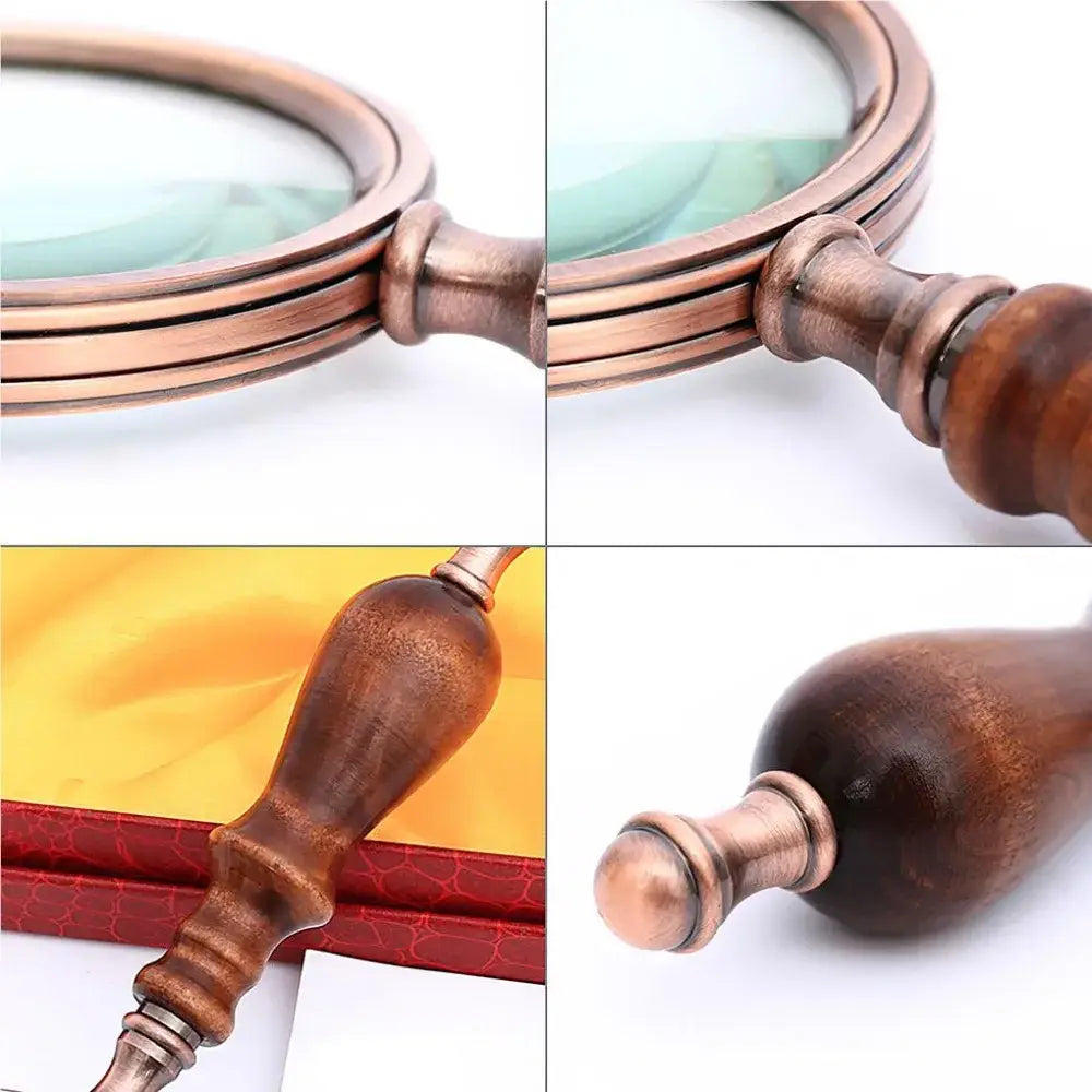 handheld magnifying lens with wood handle