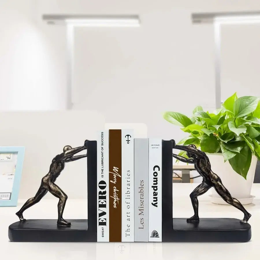 decorative bookends featuring a man design