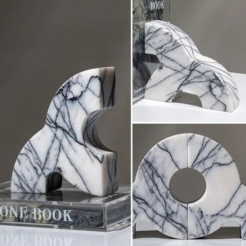 modern marble bookend set