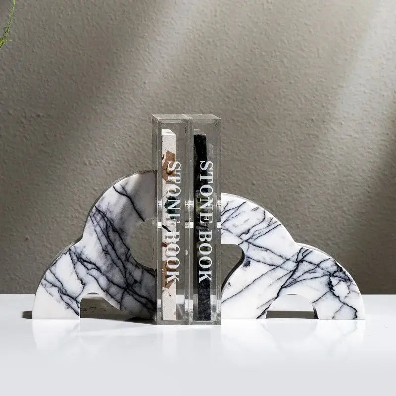 stylish marble slabs as bookends