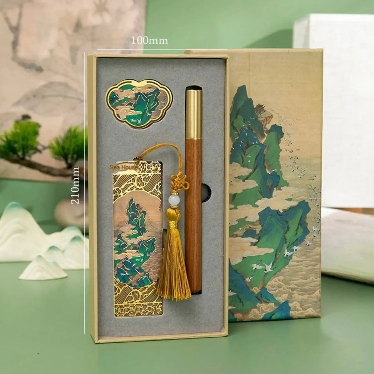 elegant gift box with metal bookmarks