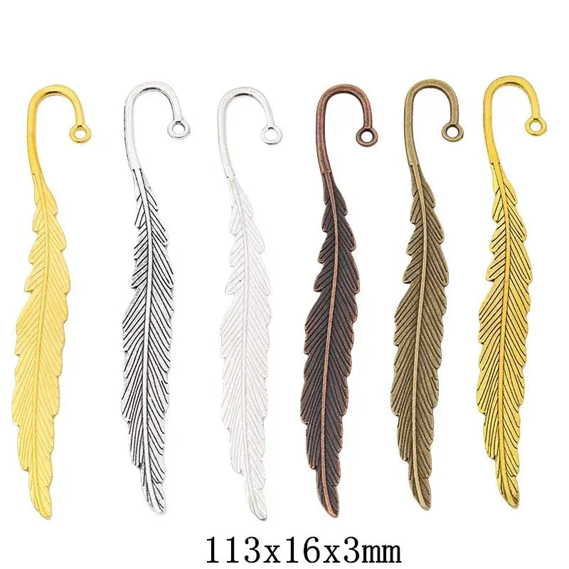 exquisite metal bookmark featuring a feather motif
