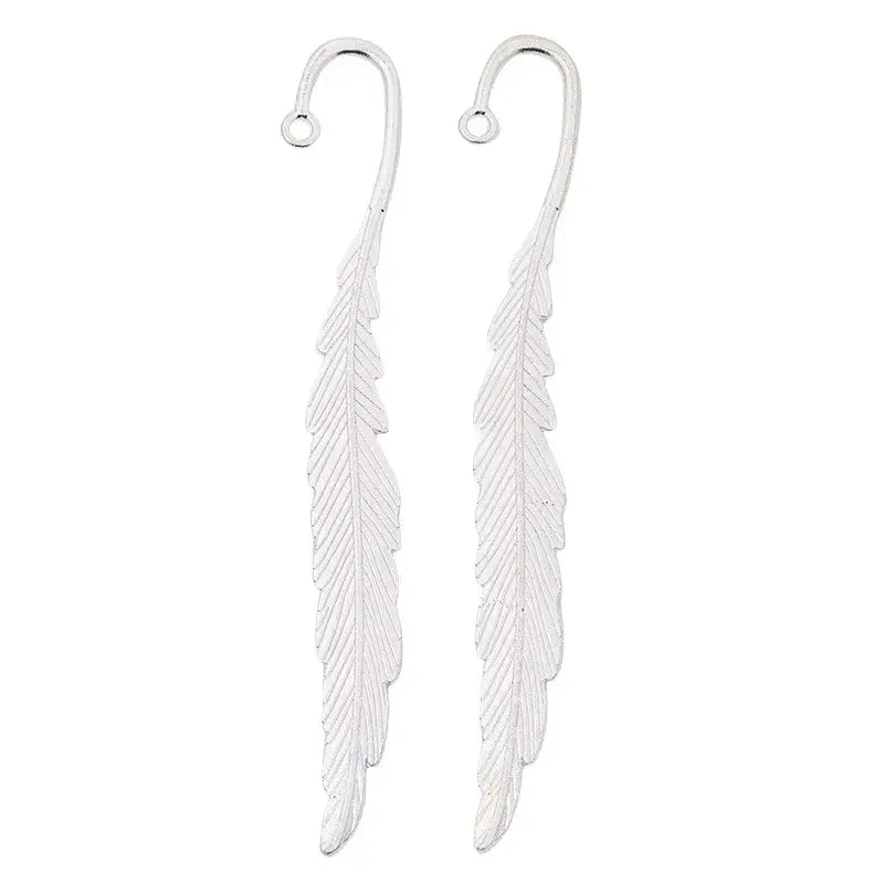 metal bookmark shaped like a feather