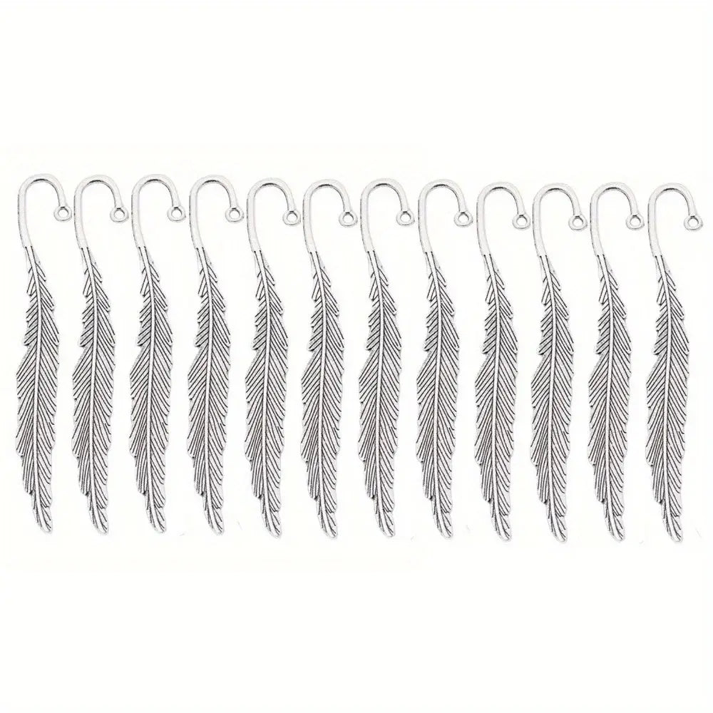 chic feather-shaped bookmark in metal