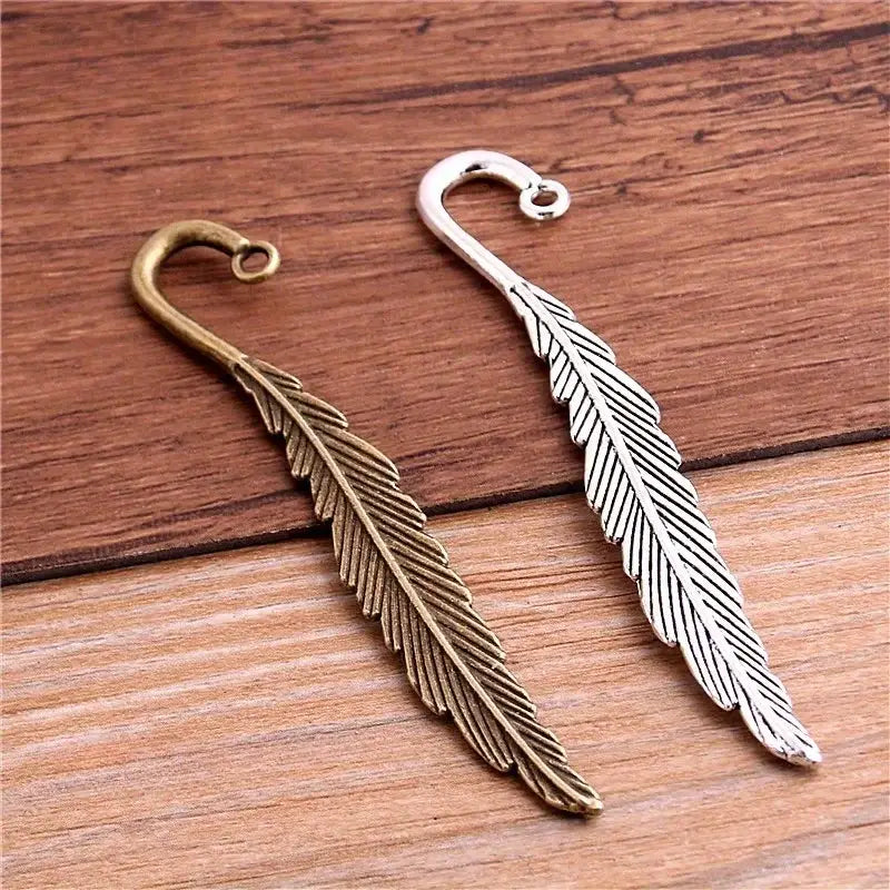 decorative feather bookmark in metal