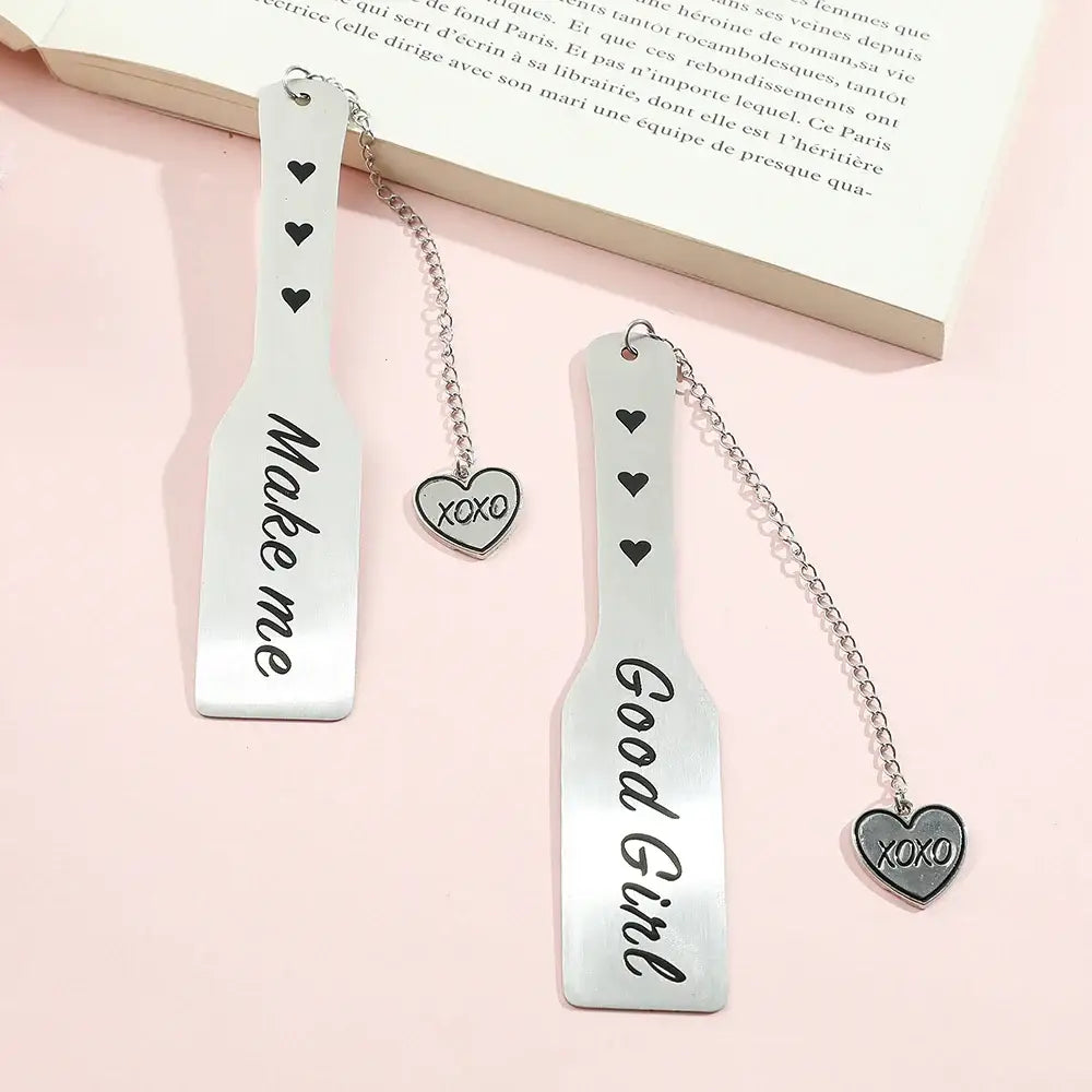 silver heart bookmark design