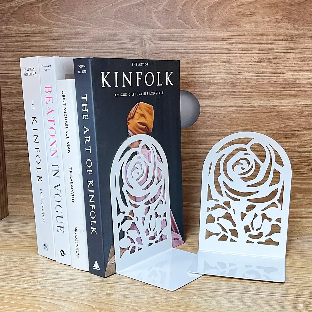 metal bookends in rose finish