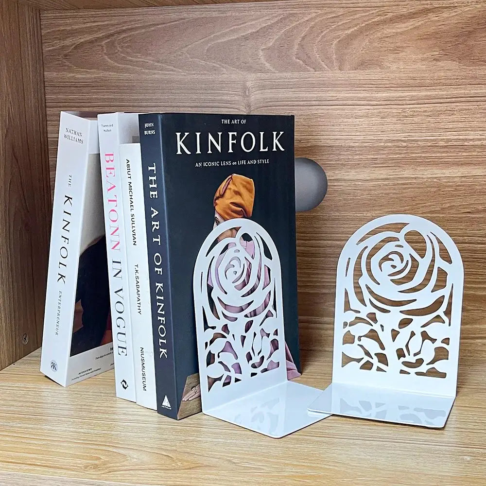 decorative rose metal bookends