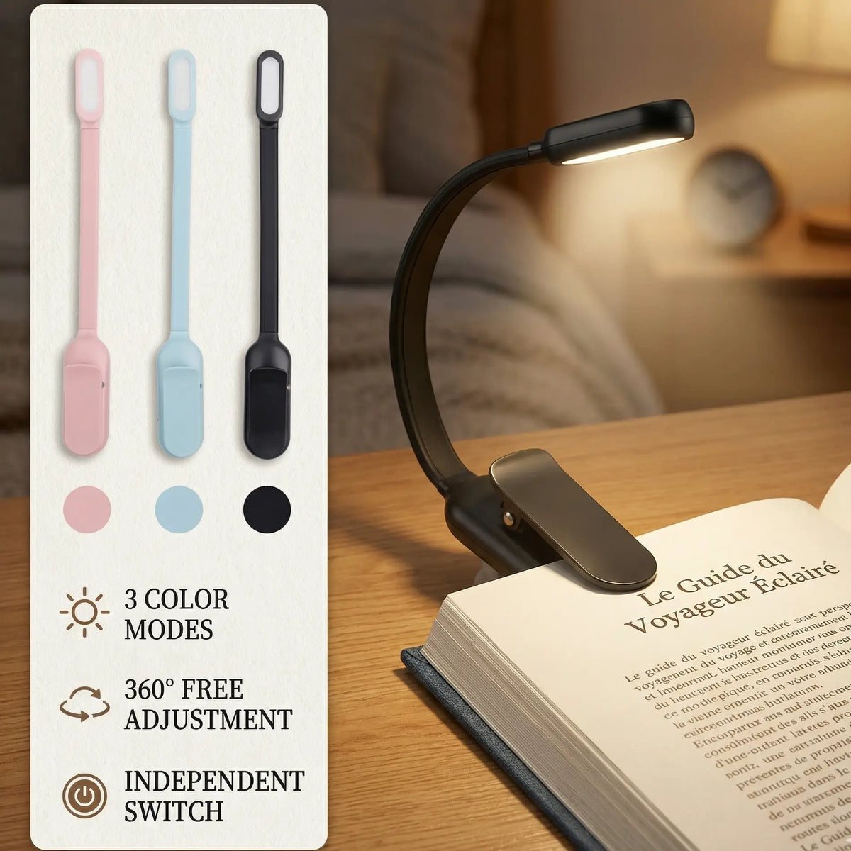 compact book lamp with LED light