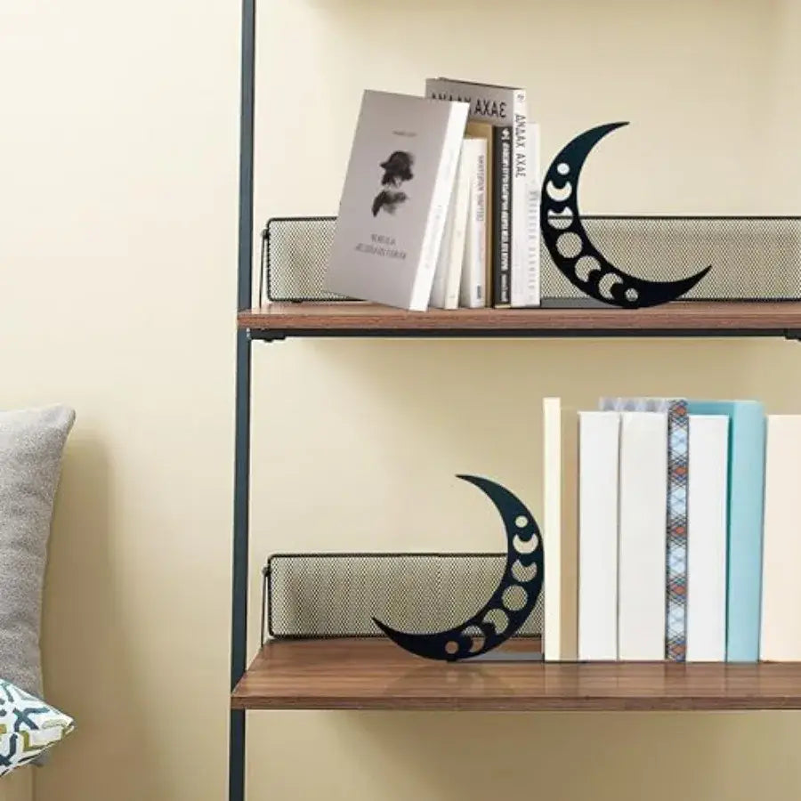 decorative metal bookends featuring moon design