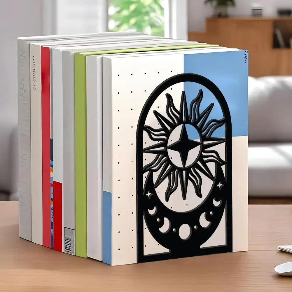 decorative moon sun metal bookend