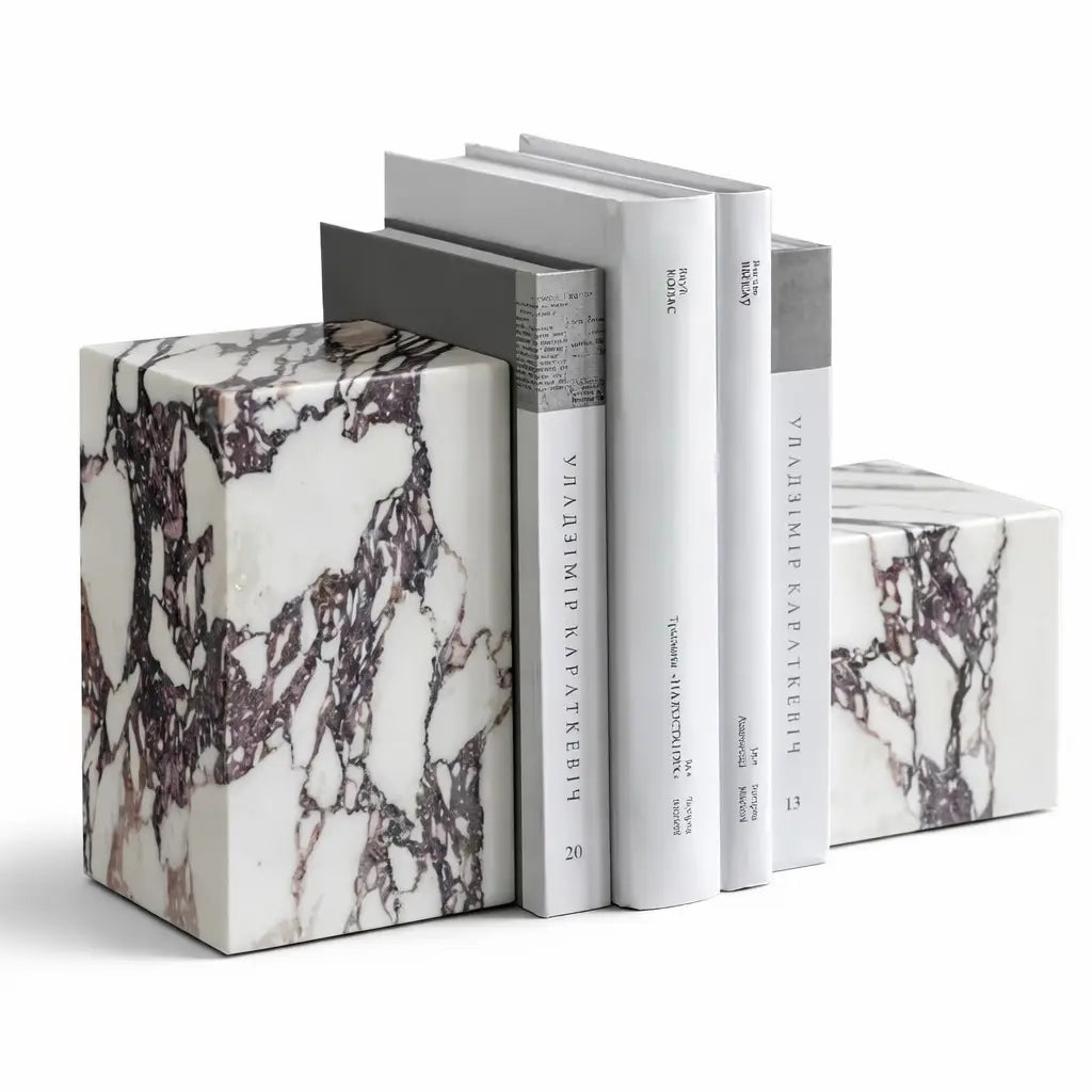Natural white marble bookend