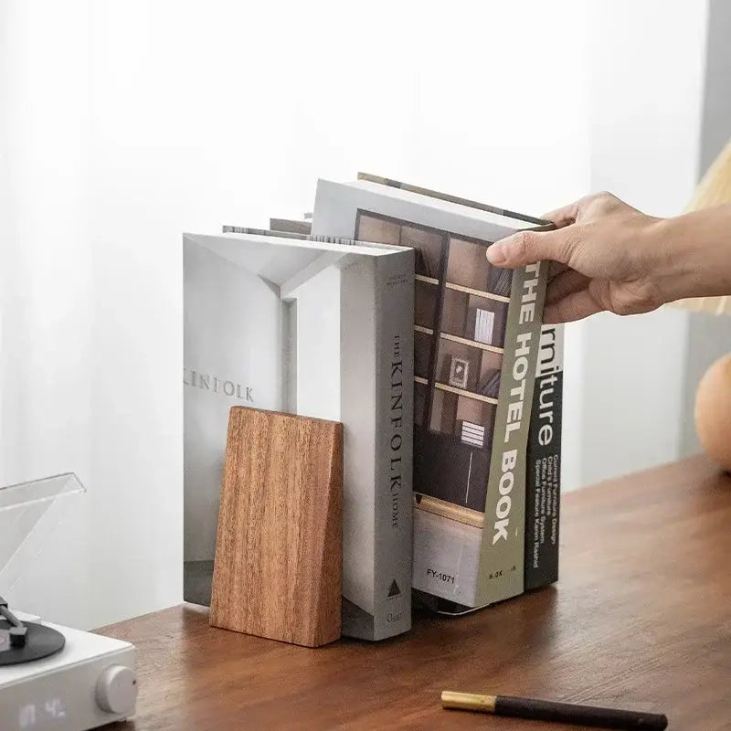 decorative bookend in rustic wood