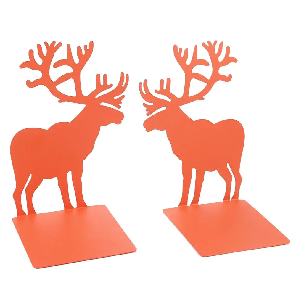 playful deer shaped bookends in orange