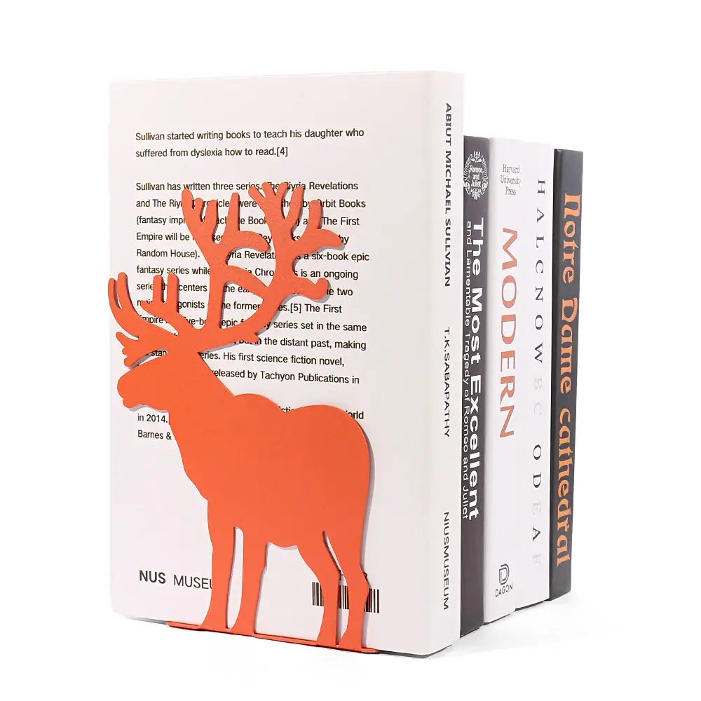 unique orange deer themed bookends