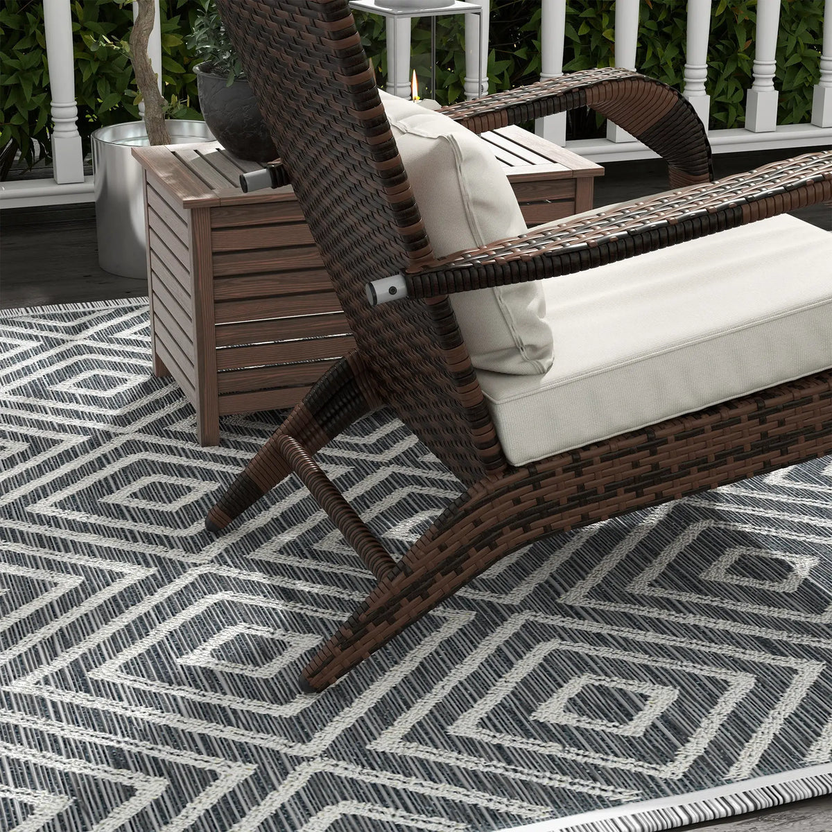 modern outdoor chair with footstool