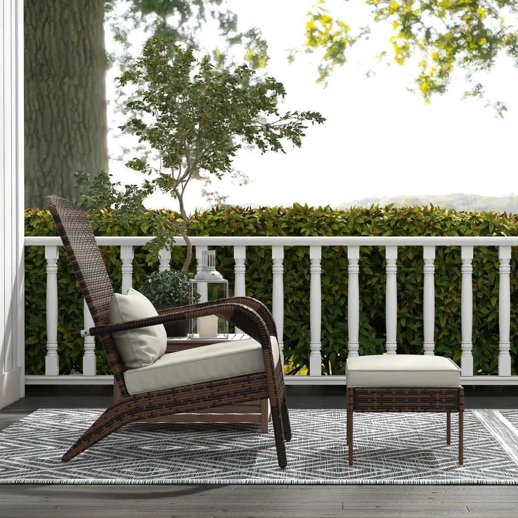 Outdoor reading chair with ottoman
