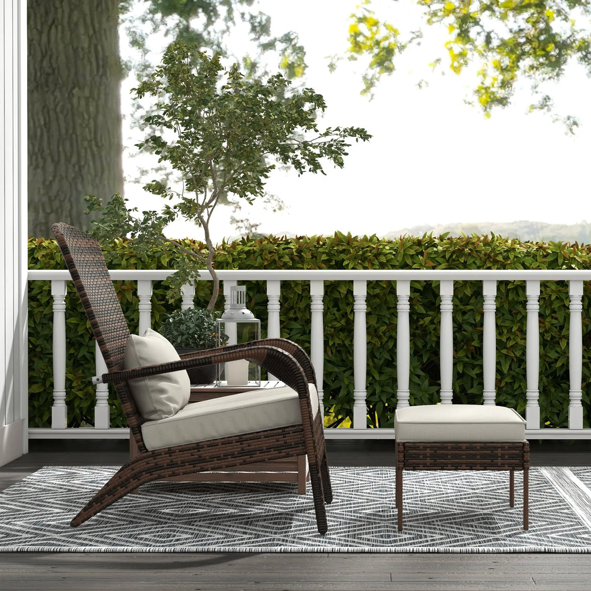 Outdoor reading chair with ottoman