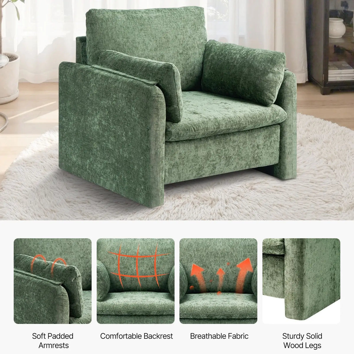 oversized reading chair with soft cushions