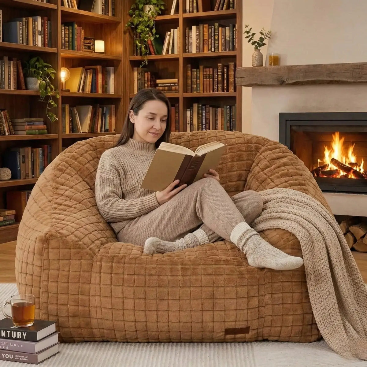 Oversized fabric reading chair