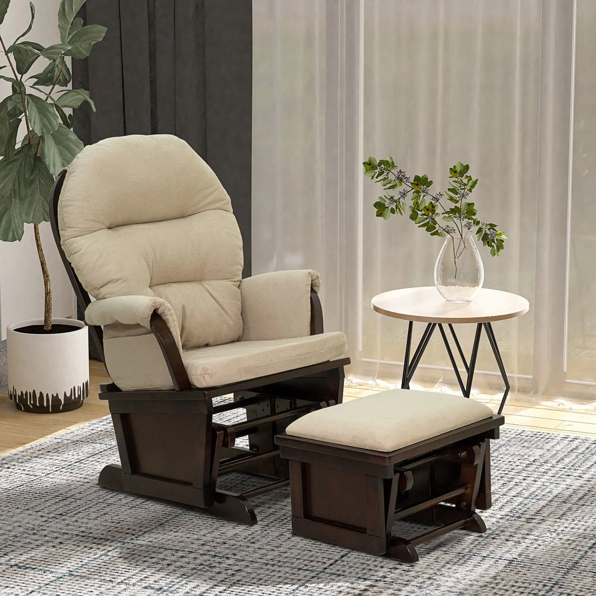 elegant reading chair with supportive footrest