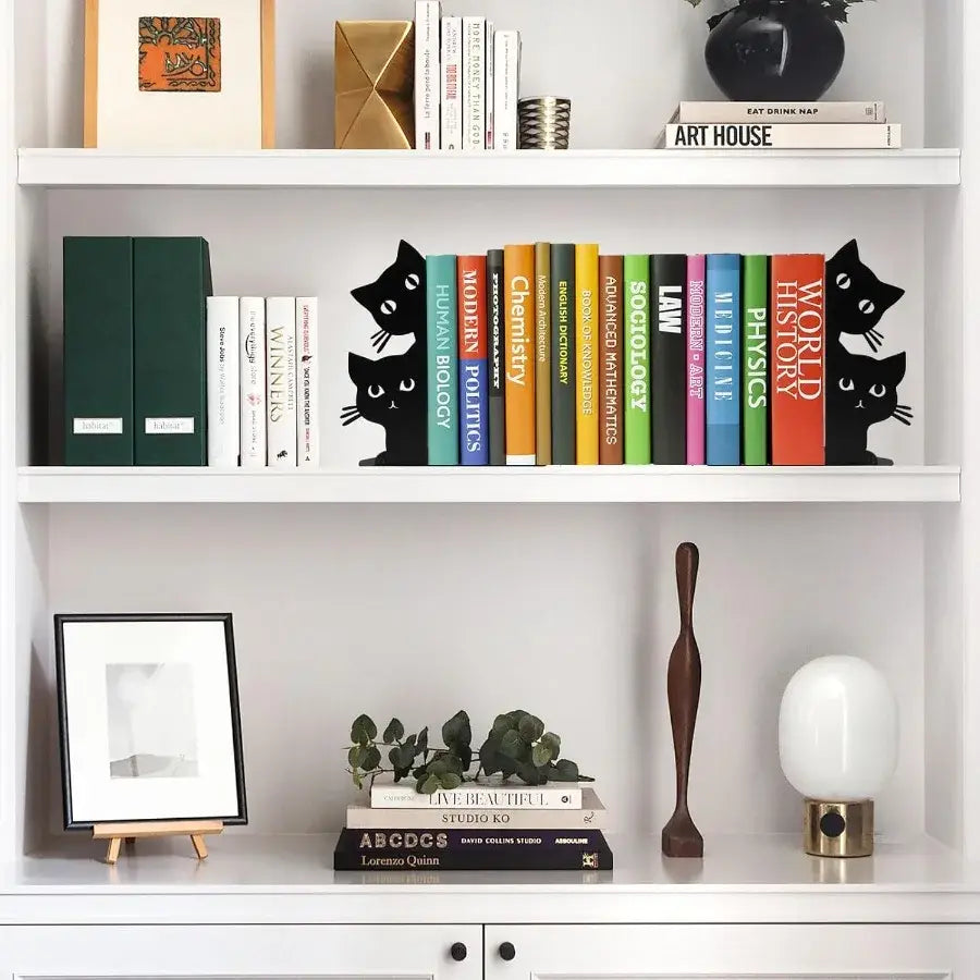cat themed bookend for bookshelf