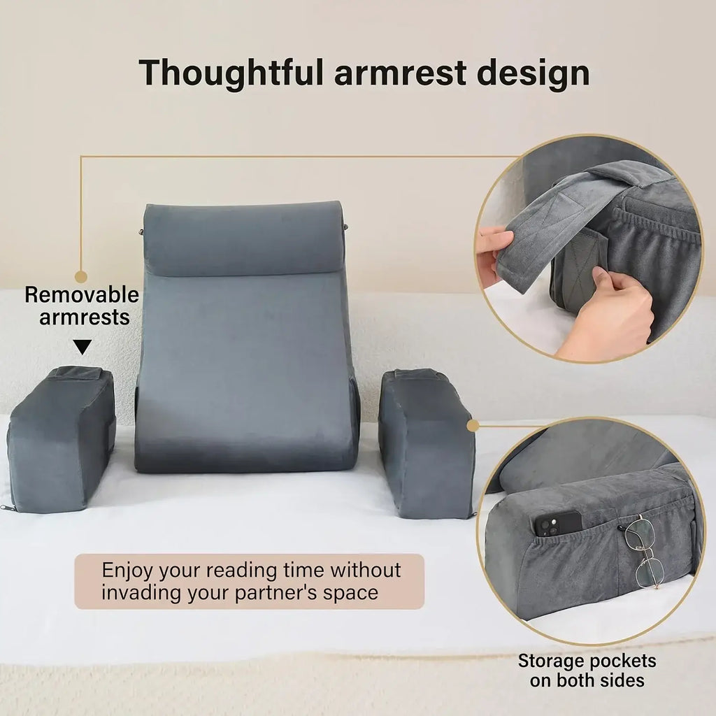 cozy reading support pillow with arms