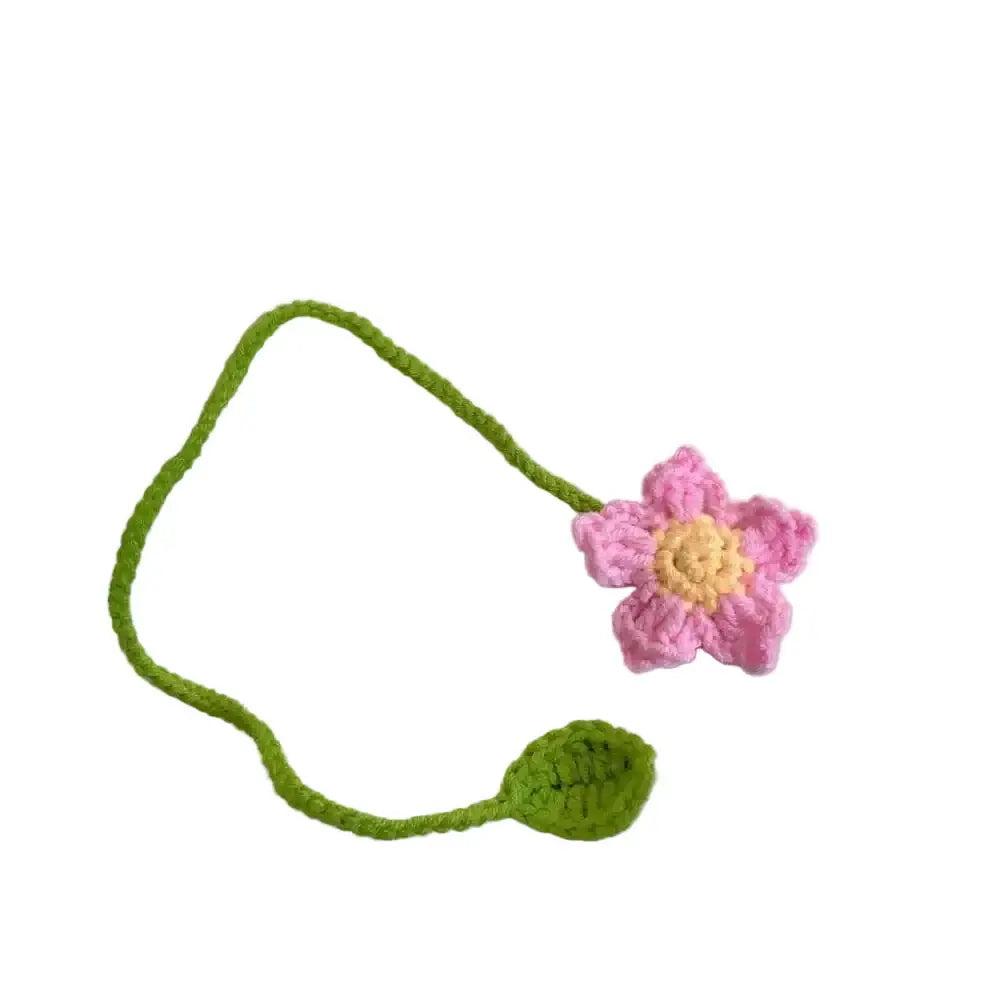 pink flower crochet bookmark