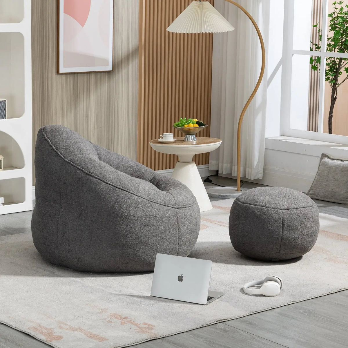elegant reading chair paired with ottoman