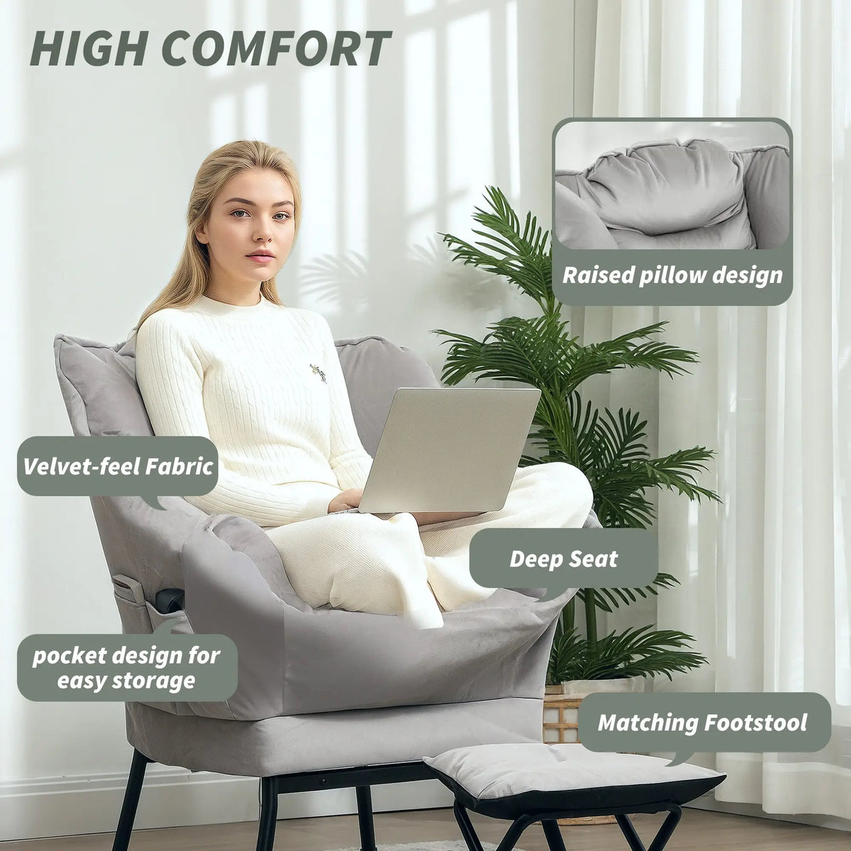 comfortable reading nook chair with matching ottoman