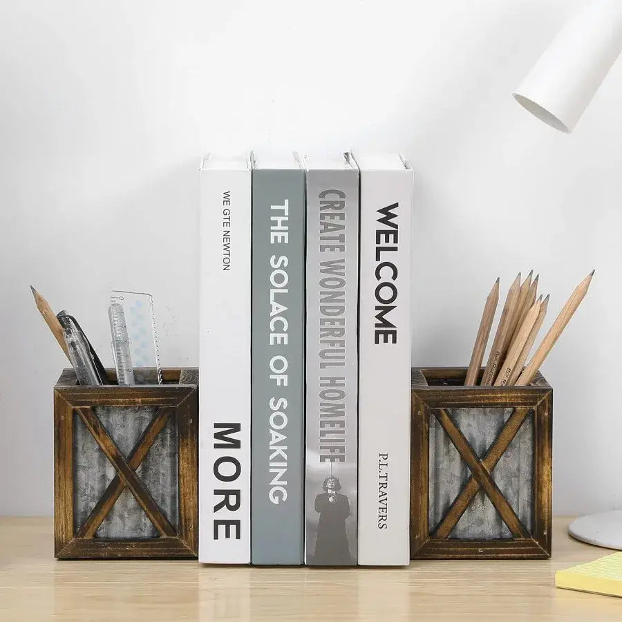 rustic wood bookends for home decor