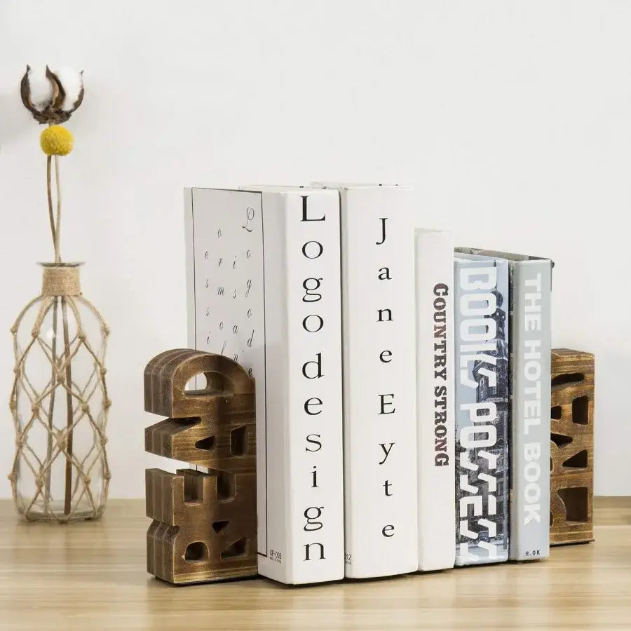 decorative rustic bookend for shelving