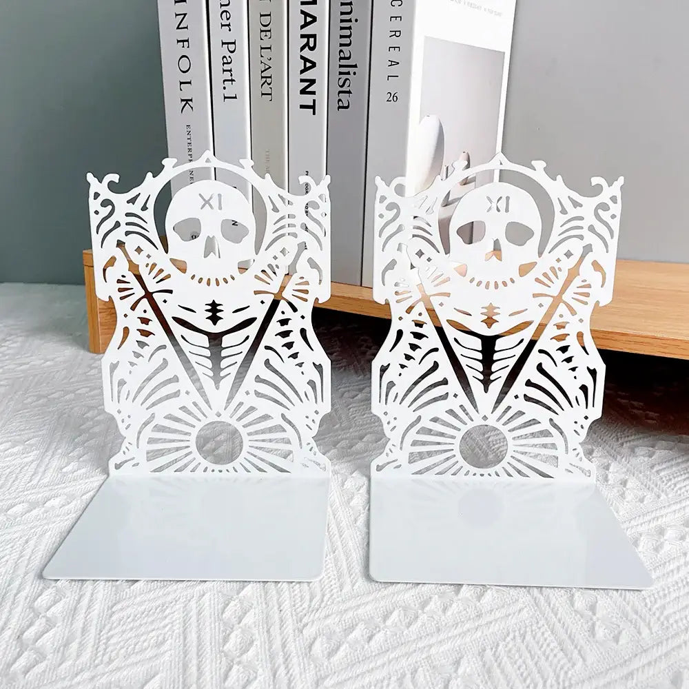 artistic skull bookend for decor