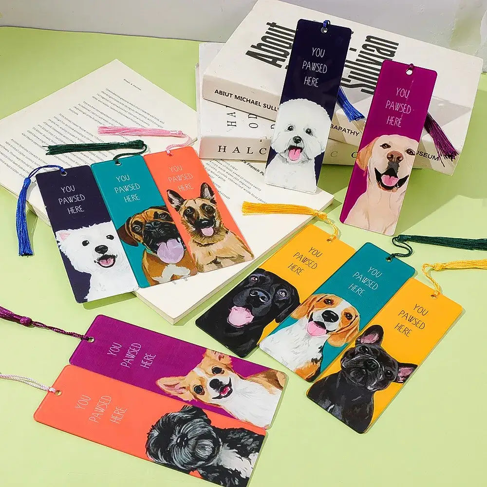 adorable dog illustrations on bookmarks