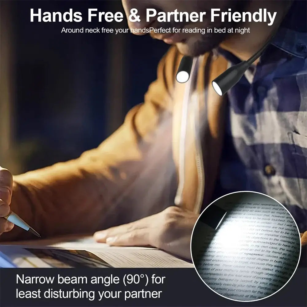 LED reading light for hands-free use