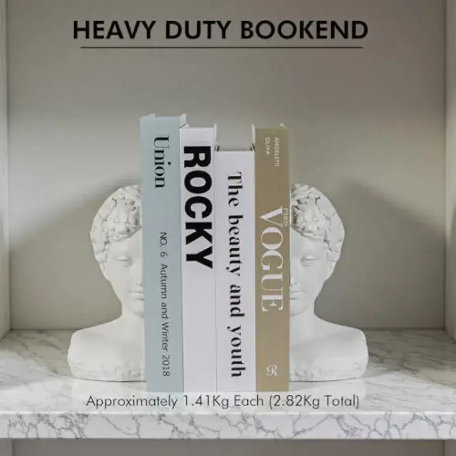 decorative white bookend for bookshelves