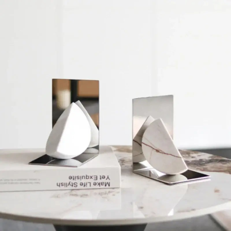 unique bookend made of white marble