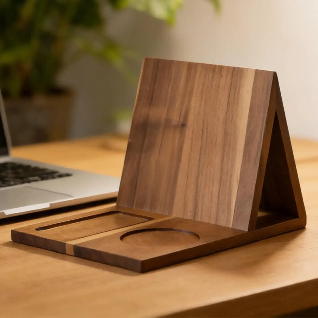 natural wood book support for readers