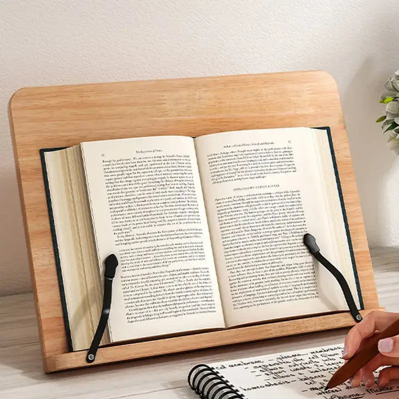 rustic wooden cooking book stand